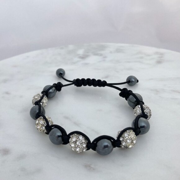 Semi-precious Stone and Cord Bracelets - Black, Grey & White - Picture 5 of 8